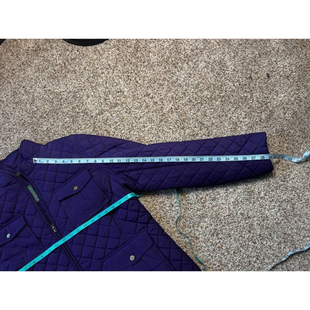 Lauren Ralph Lauren Quilted Jacket Womens XL Purple Zip Up Barn Puffer Coat Tee - Picture 6 of 7